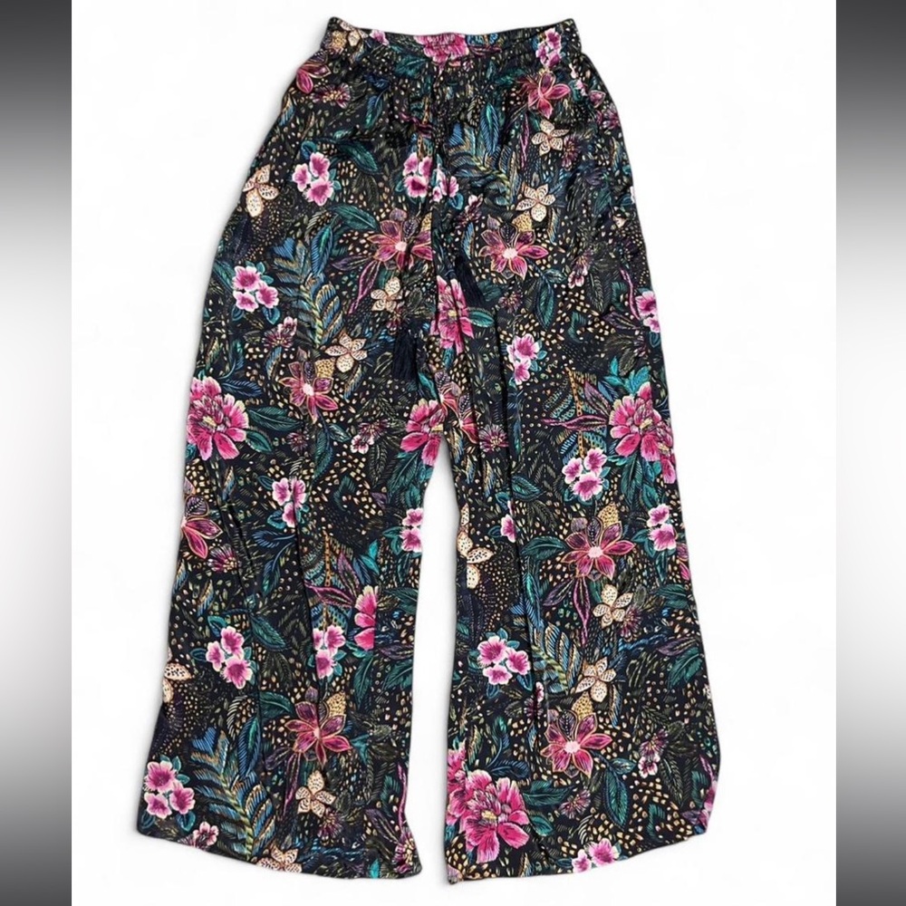 Tahari‎ Floral Tropical Print Wide Leg Pants Size M